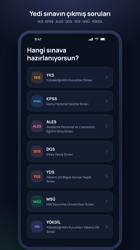 Hedef sınav seçimi